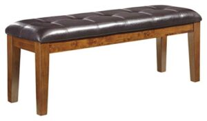 signature design by ashley ralene tufted upholstered dining room bench, medium brown