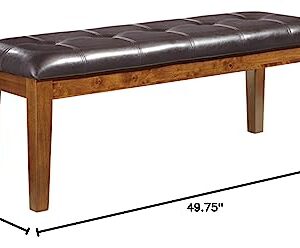 Signature Design by Ashley Ralene Tufted Upholstered Dining Room Bench, Medium Brown