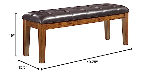 Signature Design by Ashley Ralene Tufted Upholstered Dining Room Bench, Medium Brown