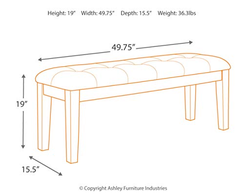 Signature Design by Ashley Ralene Tufted Upholstered Dining Room Bench, Medium Brown