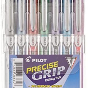 PILOT Precise Grip Liquid Ink Rolling Ball Stick Pens, Extra Fine Point, Assorted Color Inks, 7-Pack Pouch (28864)