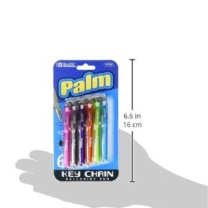 BAZIC Ballpoint Pen Palm Mini Pens w/Key Ring, Black Ink 1.0 mm Bold Point (5/Pack), 1-Pack