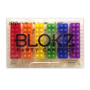 building blocks party candles - blokz set of 6 (assorted color bricks) - by nuop design