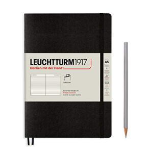 leuchtturm1917 - medium a5 ruled softcover notebook (black) - 123 numbered pages