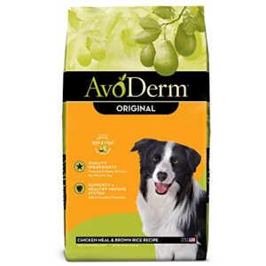 avoderm natural dry dog food, for skin & coat, chicken & rice formula, 30 pounds