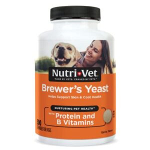 nutri-vet brewer's yeast and garlic chewable tablets for dogs - veterinarian formulated to support the immune system and a healthy skin & coat - 500 chewable tablets