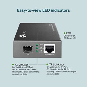 TP-Link MC220L | Gigabit SFP to RJ45 Fiber Media Converter | Fiber to Ethernet Converter | Plug and Play | Durable Metal Casing | Versatile Compatibility | Auto-Negotiation | UL Certified