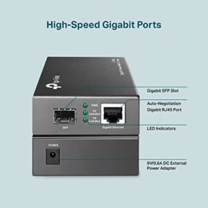 TP-Link MC220L | Gigabit SFP to RJ45 Fiber Media Converter | Fiber to Ethernet Converter | Plug and Play | Durable Metal Casing | Versatile Compatibility | Auto-Negotiation | UL Certified