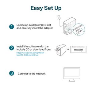 TP-Link 10/100/1000Mbps Gigabit Ethernet PCI Express Network Card (TG-3468), PCIE Network Adapter, Network Card, Ethernet Card for PC, Win10/11 supported