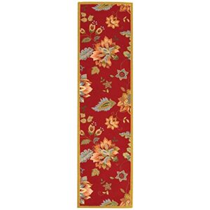safavieh chelsea collection runner rug - 2'6" x 6', red, hand-hooked french country wool, ideal for high traffic areas in living room, bedroom (hk306c)
