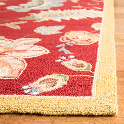 SAFAVIEH Chelsea Collection Runner Rug - 2'6" x 6', Red, Hand-Hooked French Country Wool, Ideal for High Traffic Areas in Living Room, Bedroom (HK306C)