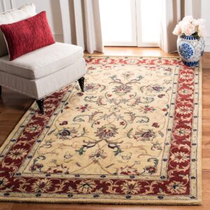 safavieh classic collection 6' x 9' gold / red cl398a handmade traditional oriental premium wool area rug