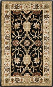 safavieh antiquity collection accent rug - 2'3" x 4', black, handmade traditional oriental wool, ideal for high traffic areas in entryway, living room, bedroom (at249b)
