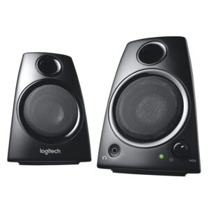 Logitech Z130 PC Speakers, Full Stereo Sound, Strong Bass, 3.5mm Audio Input, Headphone Jack, Volume Controls, Computer/TV/Smartphone/Tablet - Black