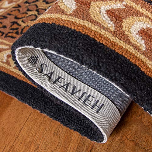 SAFAVIEH Chelsea Collection Runner Rug - 2'6" x 6', Black & Brown, Hand-Hooked French Country Wool, Ideal for High Traffic Areas in Living Room, Bedroom (HK15A)