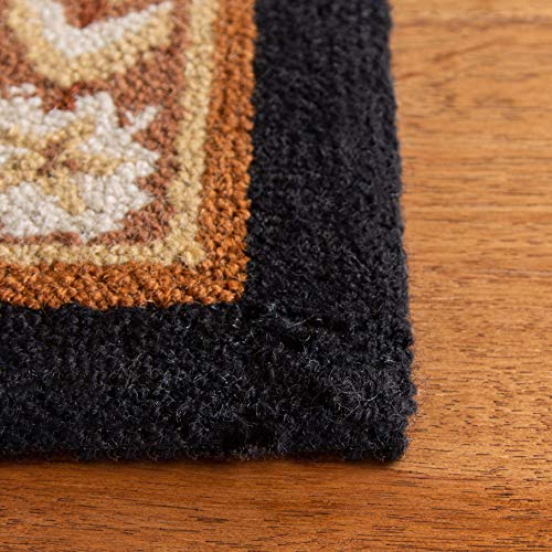 SAFAVIEH Chelsea Collection Runner Rug - 2'6" x 6', Black & Brown, Hand-Hooked French Country Wool, Ideal for High Traffic Areas in Living Room, Bedroom (HK15A)