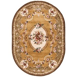 safavieh classic collection 4'6" x 6'6" oval light gold / green cl280a handmade traditional oriental premium wool area rug
