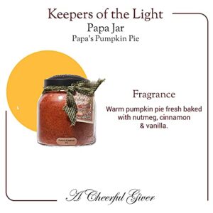 A Cheerful Giver — Papa's Pumpkin Pie - 34oz Papa Scented Candle Jar with Lid - Keepers of the Light - 155 Hours of Burn Time, Gift for Women, Brown