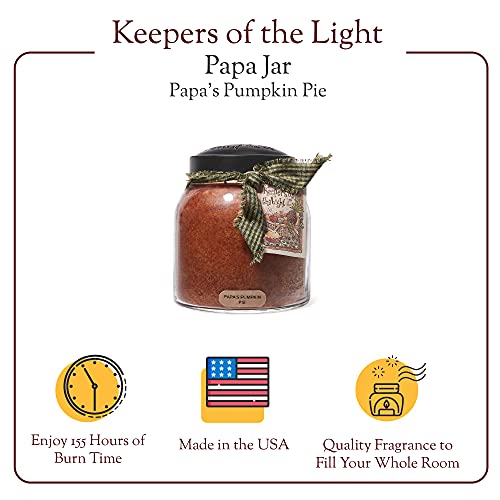 A Cheerful Giver — Papa's Pumpkin Pie - 34oz Papa Scented Candle Jar with Lid - Keepers of the Light - 155 Hours of Burn Time, Gift for Women, Brown