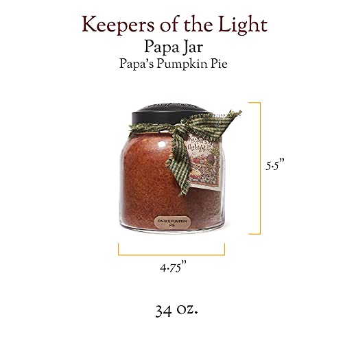 A Cheerful Giver — Papa's Pumpkin Pie - 34oz Papa Scented Candle Jar with Lid - Keepers of the Light - 155 Hours of Burn Time, Gift for Women, Brown