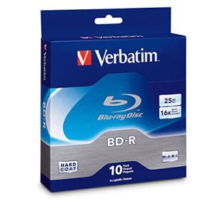 verbatim bd-r 25gb 16x blu-ray recordable media disc - spindle - 97238, branded, 10 pack