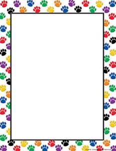 teacher created resources colorful paw prints computer paper (4769), multicolor 8.5 inches x 11 inches