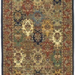 SAFAVIEH Heritage Collection Accent Rug - 4' x 6', Multi & Burgundy, Handmade Traditional Oriental Wool, Ideal for High Traffic Areas in Entryway, Living Room, Bedroom (HG911A)