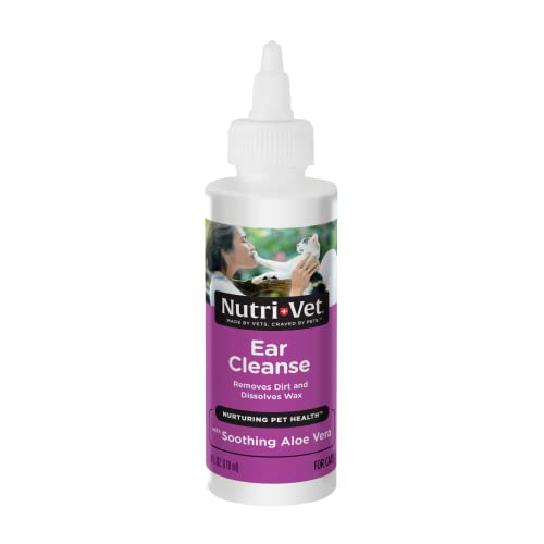 Nutri-Vet Ear Cleanser for Cats | Cleans and Deodorizes with Gentle Ingredients | 4 Ounces