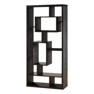 coaster furniture asymmetrical cube 10-shelf black oak bookcase 800262