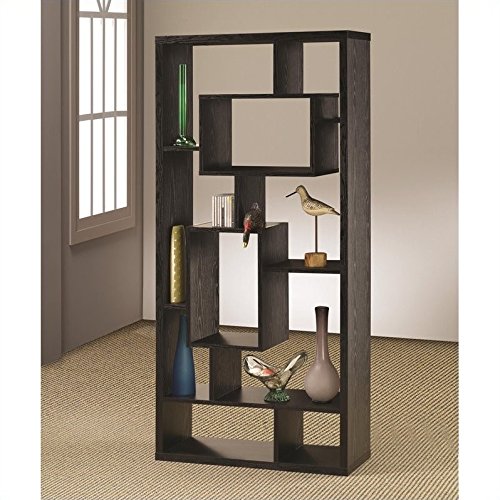 Coaster Furniture Asymmetrical Cube 10-Shelf Black Oak Bookcase 800262