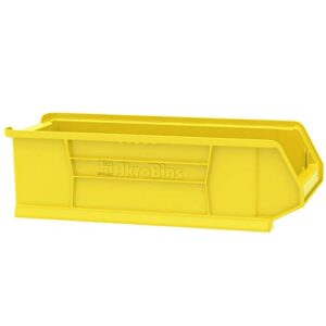 Akro-Mils 30286 Super-Size AkroBin Heavy Duty Stackable Storage Bin Plastic Container, (24-Inch L x 11-Inch W x 7-Inch H), Yellow, (4-Pack)