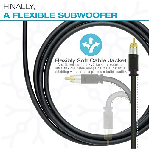 Mediabridge ULTRA Series Subwoofer Cable (15 Feet) - Dual Shielded with Gold Plated RCA to RCA Connectors - Black