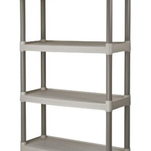 Plano Molding - 907003 907-003 4 Shelf Utility Shelving | Plastic Shelving for Organization & Storage Light Taupe