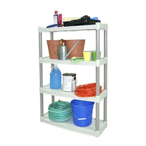 Plano Molding - 907003 907-003 4 Shelf Utility Shelving | Plastic Shelving for Organization & Storage Light Taupe
