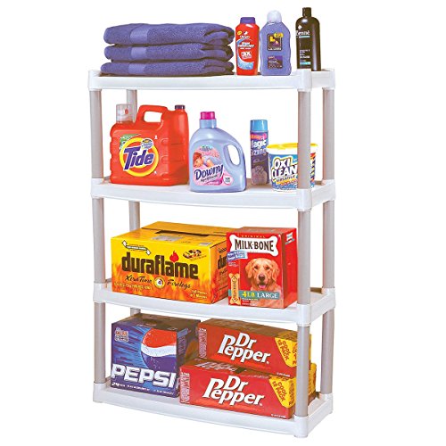 Plano Molding - 907003 907-003 4 Shelf Utility Shelving | Plastic Shelving for Organization & Storage Light Taupe