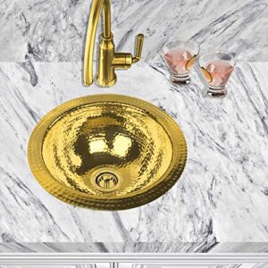 Nantucket Sinks ROB 13 inch Brass Bar Sink Hand Hammered, 13" Diameter x 5.25" High