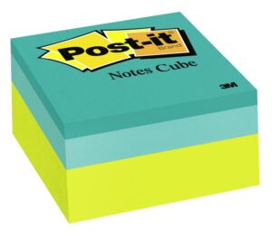 post-it notes cube, america’s #1 favorite sticky notes, 3 in x 3 in, green wave, 400 sheets/cube (2054-pp)