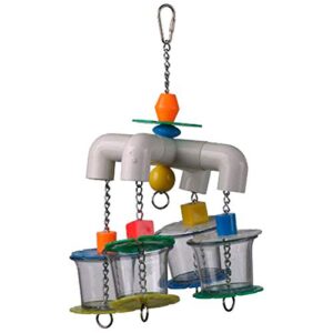 Super Bird Creations SB634 Foraging 4 Way Forager Bird Toy with Clear Acrylic Cups, Medium/Large Bird Size, 12"x7"x7"