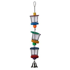 super bird creations sb632 foraging bottom’s up bird toy with clear acrylic cups, medium /large bird size, 18” x 2.5”