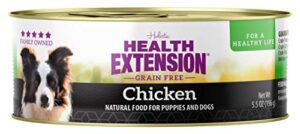 health extension wet dog food, gluten and grain-free, healthy natural food canned for puppies, chicken recipe (5.5 oz / 156 g) (pack of 24)