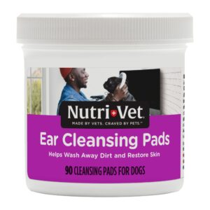 nutri-vet ear cleansing pads for dogs - soothing & non-irritating - removes dirt & wax build up - maintain dog ear health - 90 count