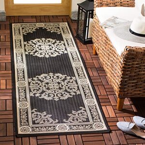 safavieh courtyard collection runner rug - 2'3" x 6'7", black & sand, non-shedding & easy care, indoor/outdoor & washable-ideal for patio, backyard, mudroom (cy2914-3908)