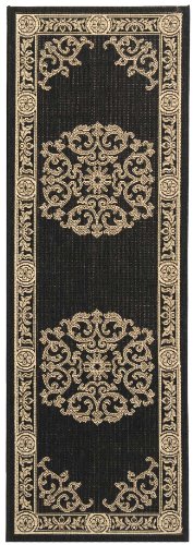 SAFAVIEH Courtyard Collection Runner Rug - 2'3" x 6'7", Black & Sand, Non-Shedding & Easy Care, Indoor/Outdoor & Washable-Ideal for Patio, Backyard, Mudroom (CY2914-3908)