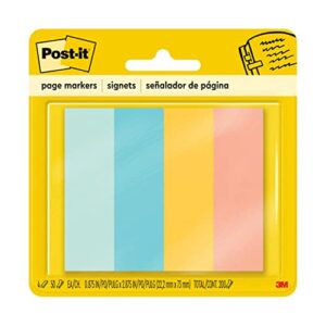 post-it page markers, assorted colors, 1 in x 3 in, 50 sheets/pad, 4 pads/pack (671-4af)