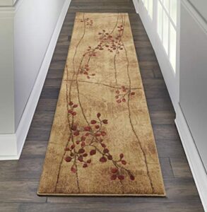 nourison somerset rustic latte 2'3" x 8' area-rug, easy-cleaning, non shedding, bed room, living room, dining room, kitchen (2x8)
