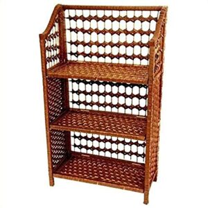 oriental furniture 33" natural fiber shelving unit - honey