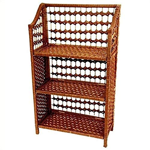 Oriental Furniture 33" Natural Fiber Shelving Unit - Honey