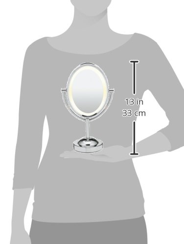 Conair Lighted Makeup Mirror with Magnification, Oval Mirror, LED Vanity Mirror, 1X/7X Magnifying Mirror, Double Sided Mirror, Corded in Polished Chrome