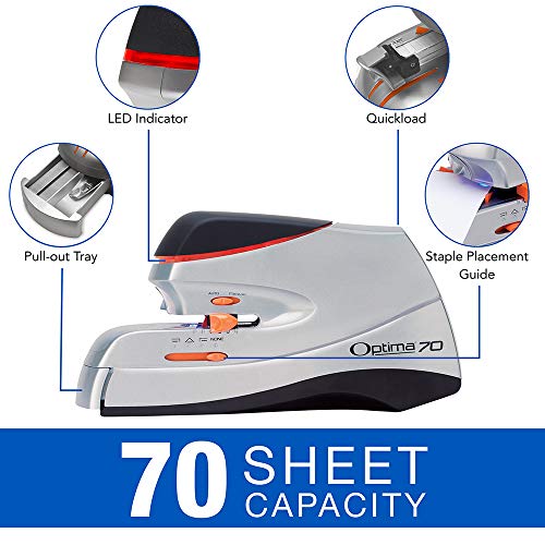 Swingline Electric Stapler, 70 Sheet Capacity, Quick Reloading, Jam Free, includes 500 Staples, Optima 70 (48210)