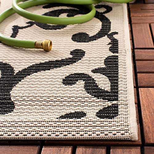 SAFAVIEH Courtyard Collection 8' x 11' Sand / Black CY2663 Indoor/ Outdoor Waterproof Easy-Cleaning Patio Backyard Mudroom Area-Rug